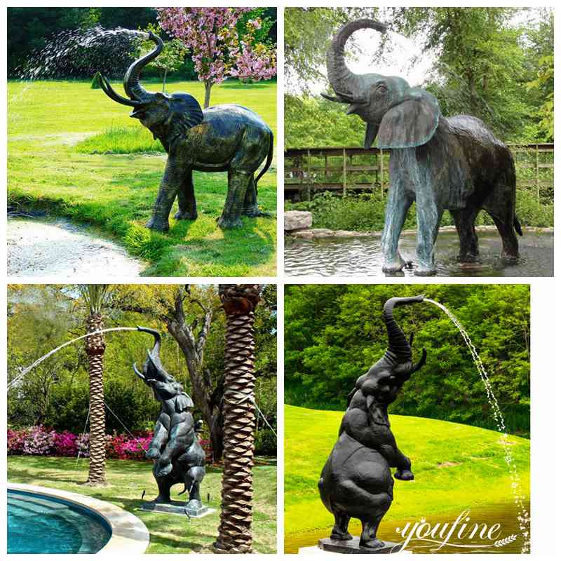 Life-Size Bronze Elephant Water Fountain Garden Art Decor for Sale BOK1-054 - Bronze Animal Fountain - 3