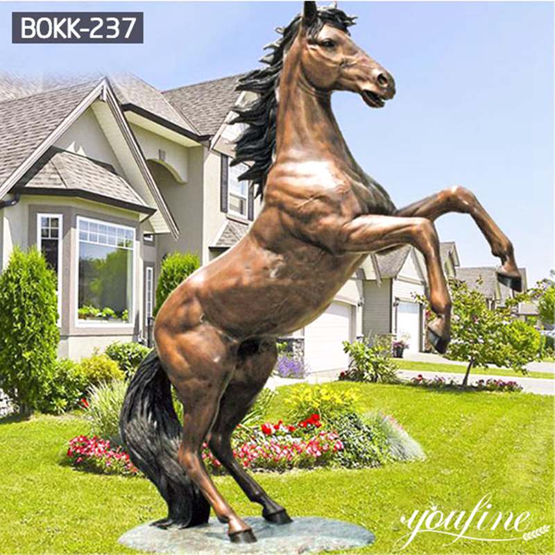 Outdoor Life-Size Metal Rearing Horse Statue BOKK-236 - Bronze Horse Statues - 8
