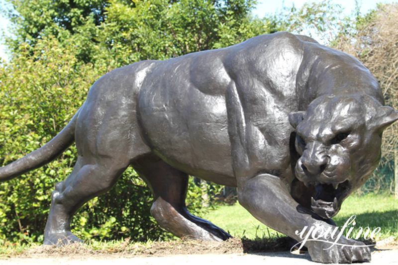 Bronze Black Lifesize Jaguar Statue Outdoor Garden Decor BOK1-091 - Bronze Leopard Statues - 1