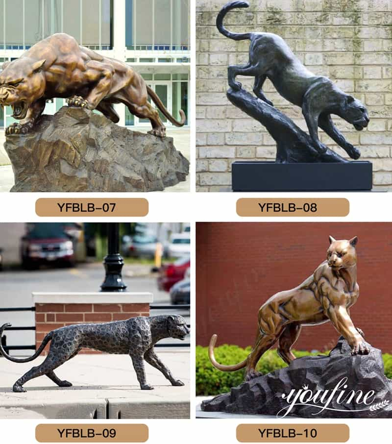 Bronze Black Lifesize Jaguar Statue Outdoor Garden Decor BOK1-091 - Bronze Leopard Statues - 4