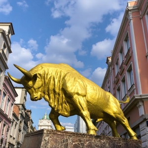 Shopping Mall Golden Bull Statue BOKK-366