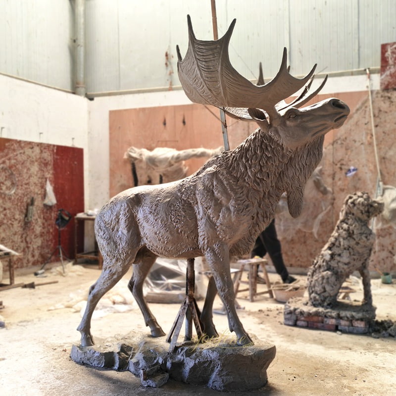large Moose Garden Statue clay model in our factory