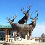 large wildlife bronze mule deer sculpture