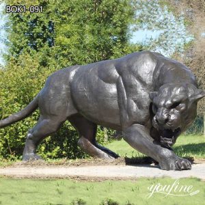 Bronze Black Lifesize Jaguar Statue Outdoor Garden Decor BOK1-091