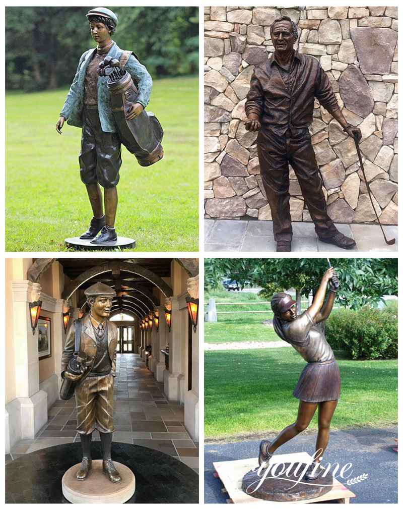 Lifesize Standing Bronze Outdoor Golf Statue Sports Figure Decor for Sale BOK1-066 - Bronze Golf Sculpture - 2