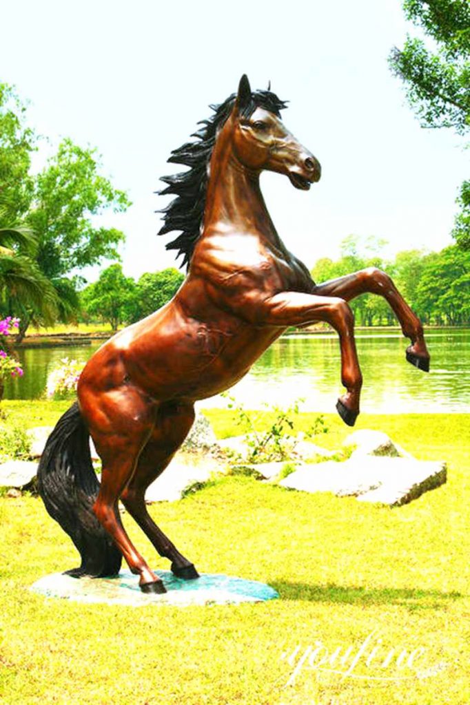 Outdoor Life-Size Metal Rearing Horse Statue BOKK-236 - Bronze Horse Statues - 15