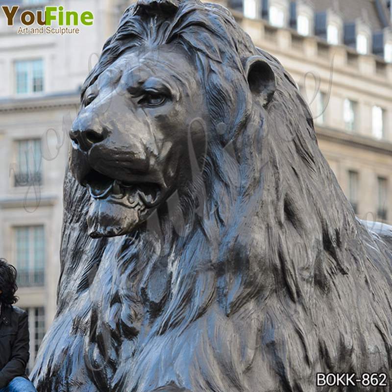 Life-Like Lion Welcome Statue for Front Porch BOKK-862 - Bronze Lion Statues - 2