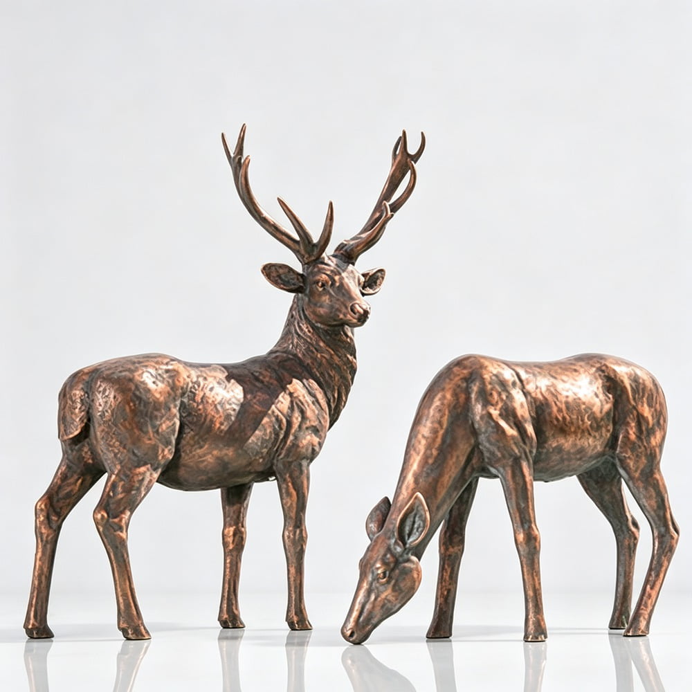 Life Size Couple Metal Deer Statue BOKK-280