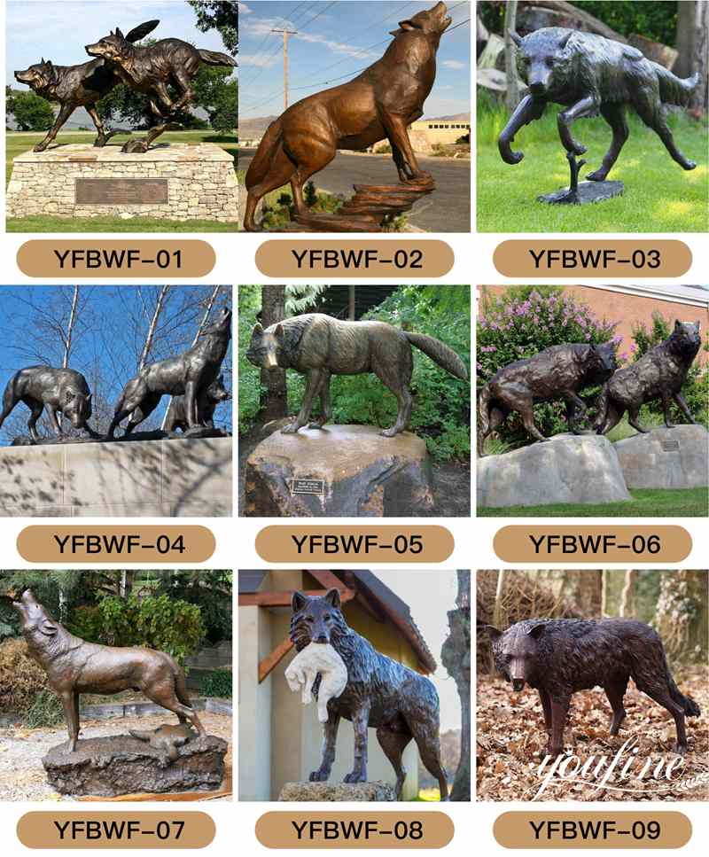 High Quality Metal Wolf Statue Custom Bronze Decor for Sale BOK1-063 - Other Animal sculptures - 4