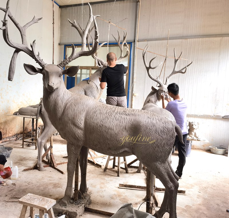 wildlife mule deer sculpture clay model