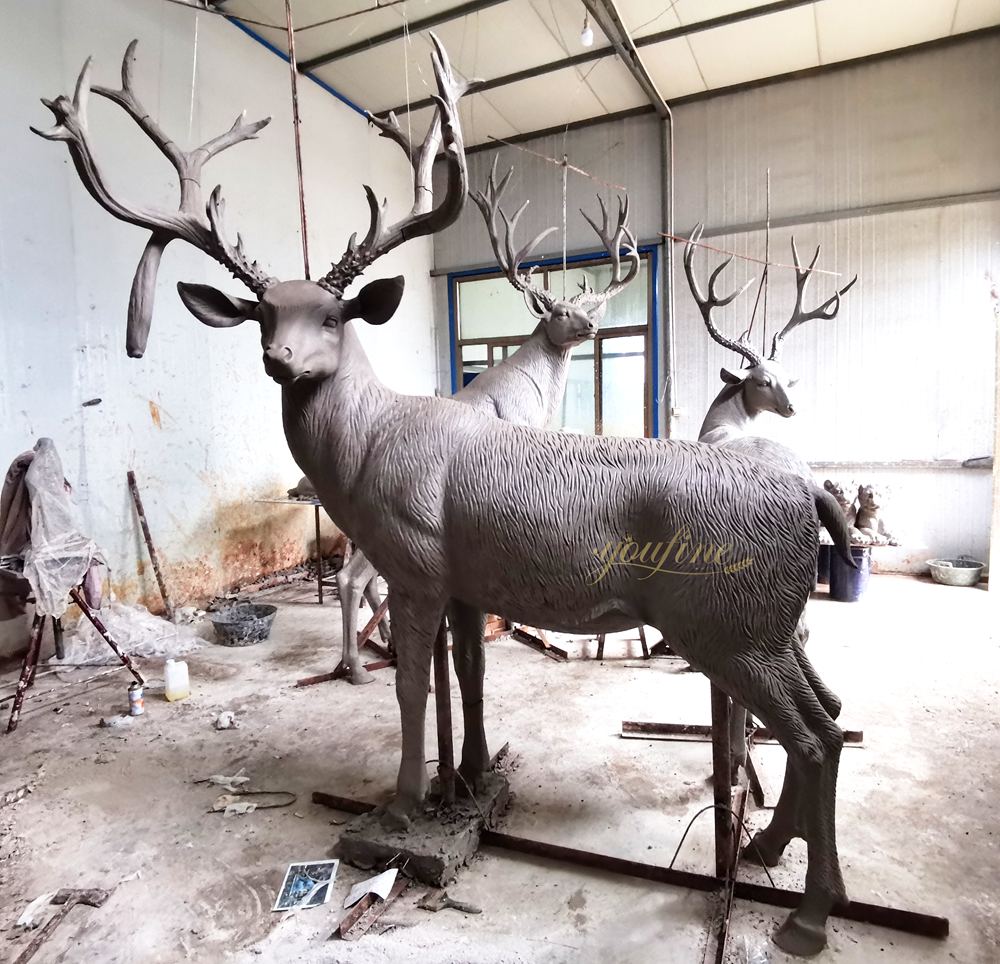 wildlife mule deer statue clay model detail