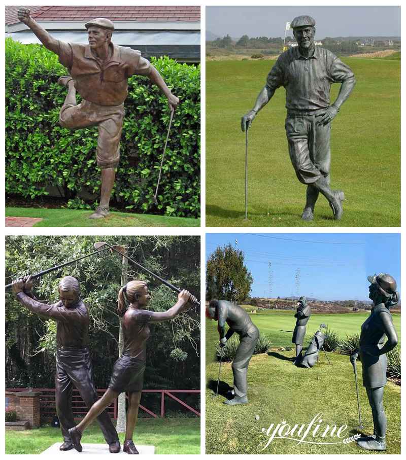 Lifesize Standing Bronze Outdoor Golf Statue Sports Figure Decor for Sale BOK1-066 - Bronze Golf Sculpture - 4
