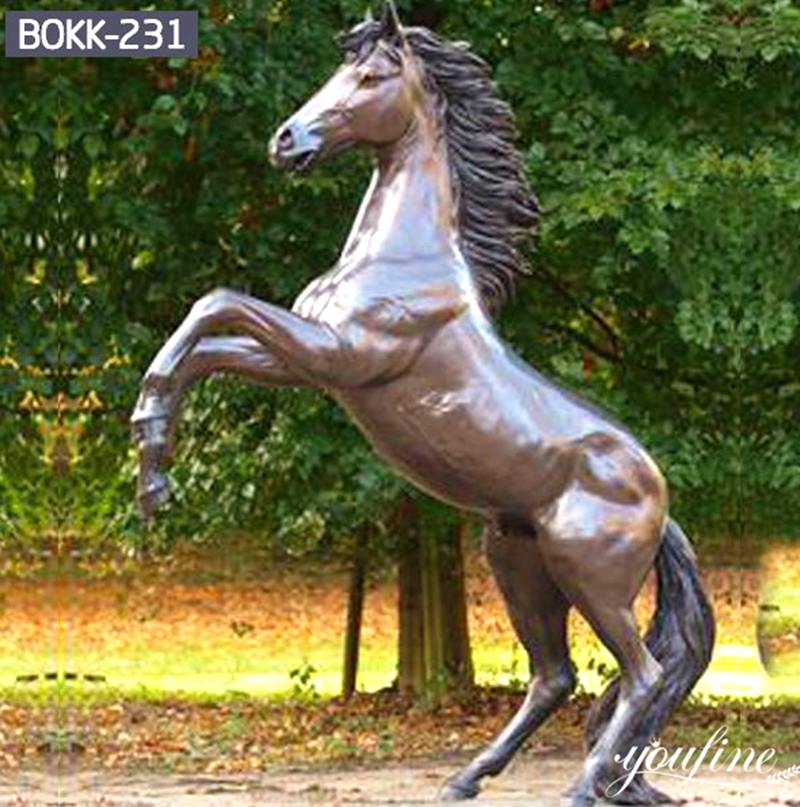Outdoor Life-Size Metal Rearing Horse Statue BOKK-236 - Bronze Horse Statues - 6