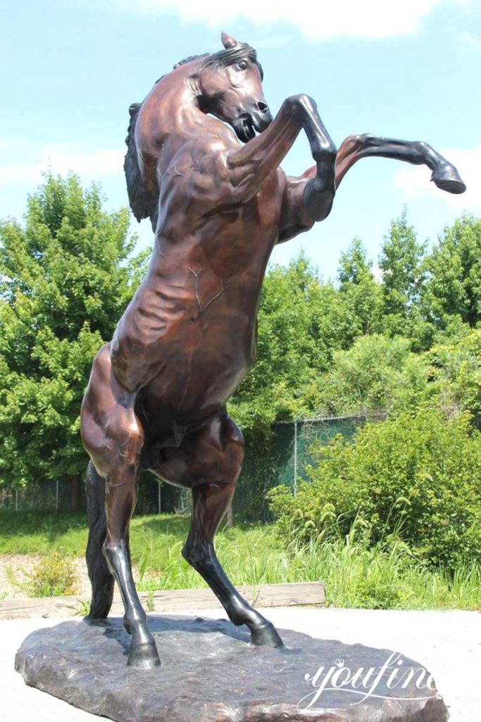 Outdoor Life-Size Metal Rearing Horse Statue BOKK-236 - Bronze Horse Statues - 3