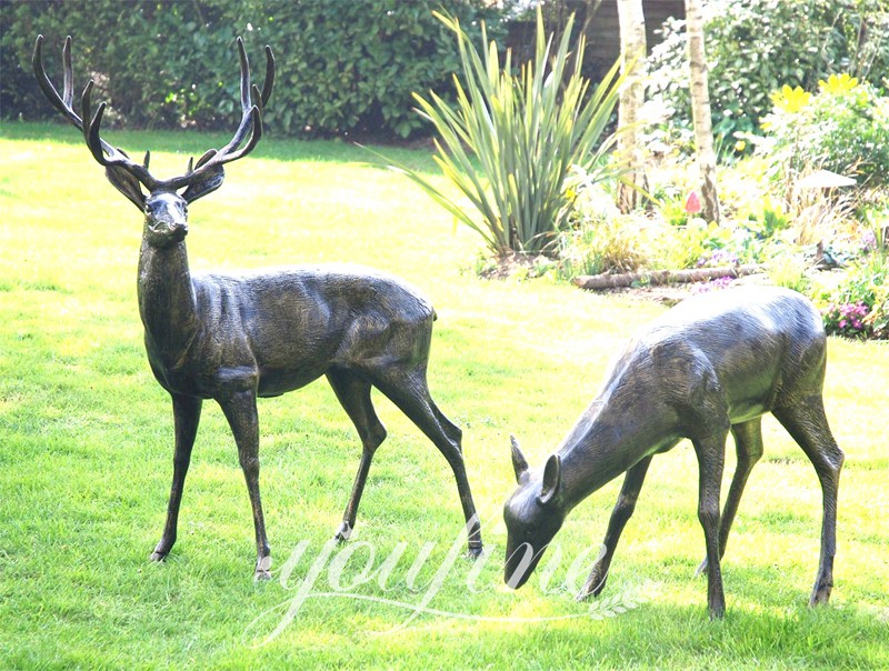 Outdoor Life Size Standing Bronze Reindeer Statue for Sale BOKK-269 - Bronze Deer Sculpture - 2