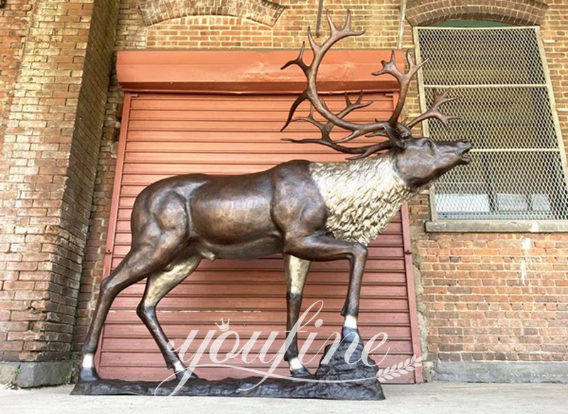 Outdoor Life Size Standing Bronze Reindeer Statue for Sale BOKK-269 - Bronze Deer Sculpture - 10