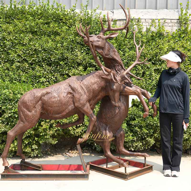 Fighting Life Size Elk Statues for Sale BOKK-277 - Bronze Deer Sculpture - 4 bronze strong Life Size Elk Statues