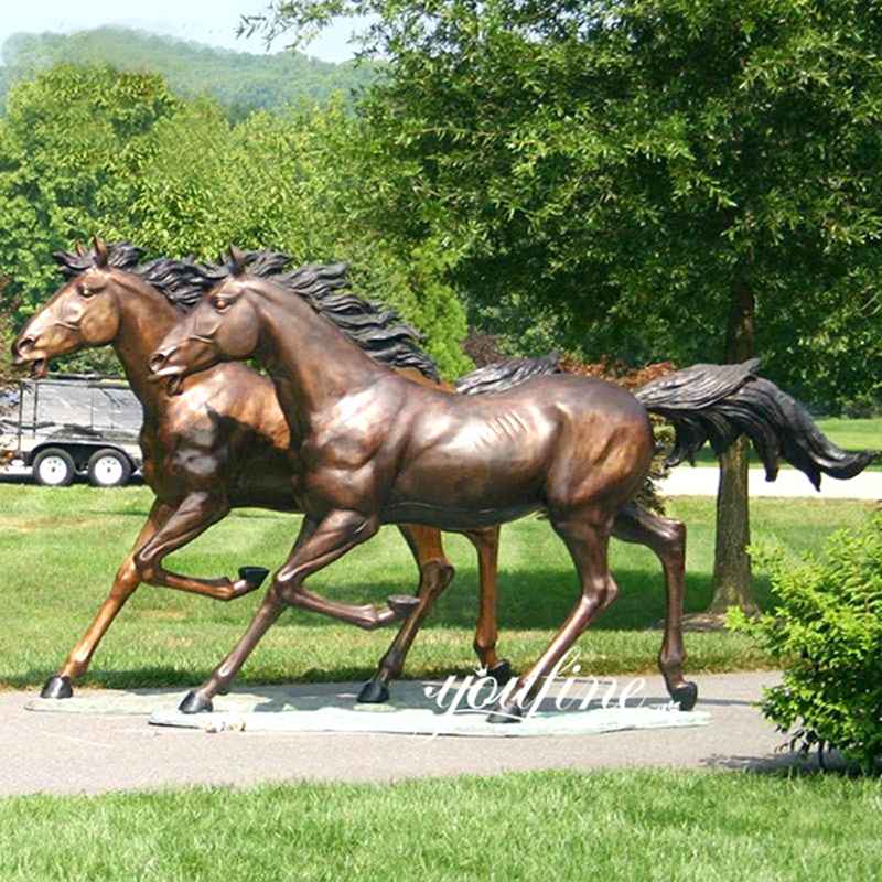 Two Bronze Lifesize Running Horse Statue BOK1-137 - Bronze Horse Statues - 2