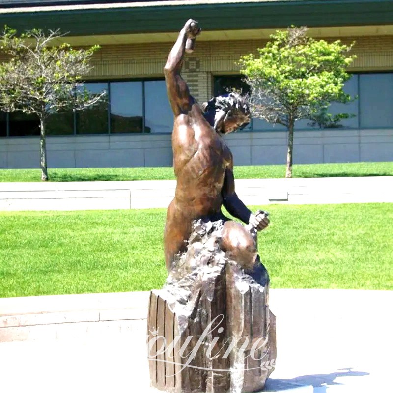 man chiseling himself out of stone-YouFine Sculpture