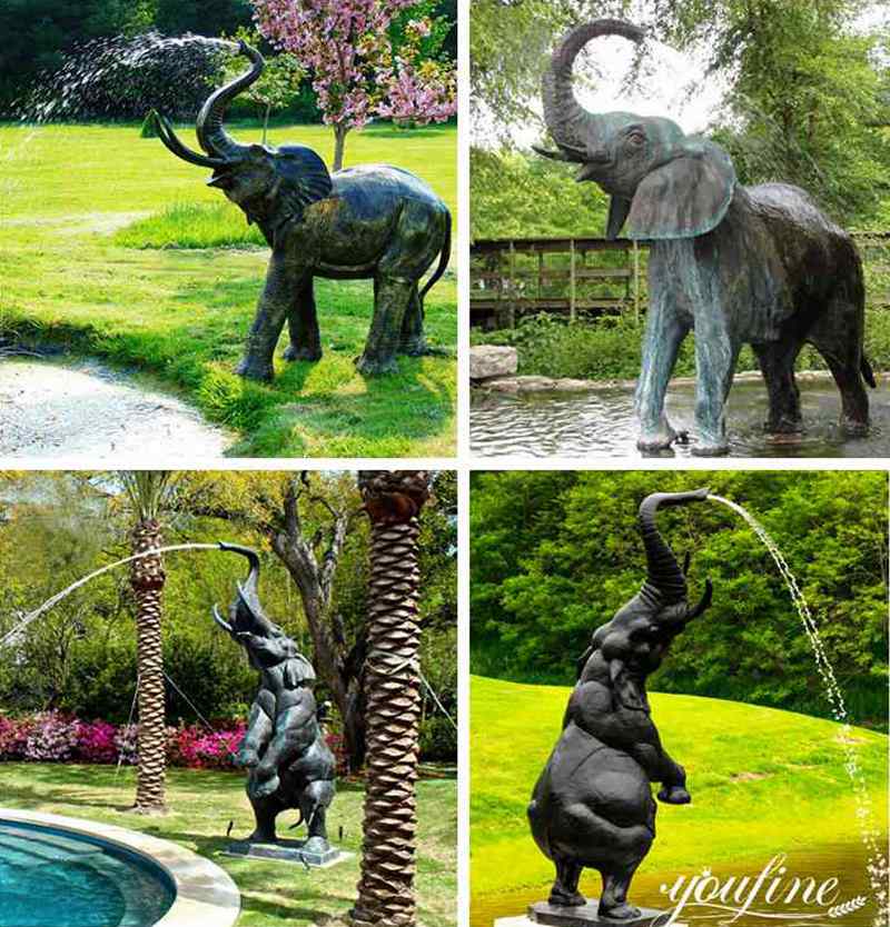 Large Bronze Elephant Pool Fountain Outdoor Garden Decor BOK1-051 - Bronze Animal Fountain - 3
