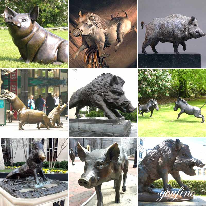 Bronze Wild Boar Statue Florence Garden Square Decor BOKK-686 - Other Animal sculptures - 2