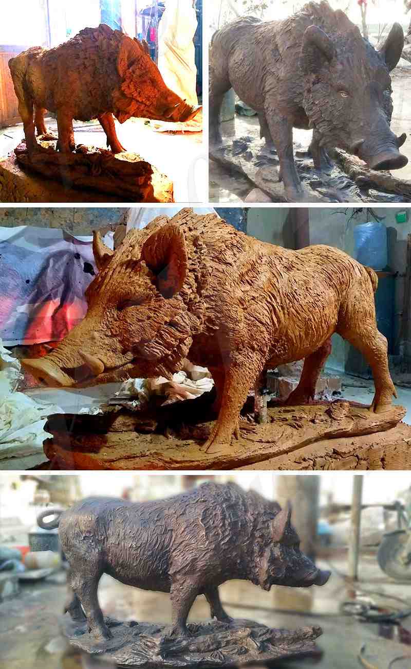 Bronze Wild Boar Statue Florence Garden Square Decor BOKK-686 - Other Animal sculptures - 5