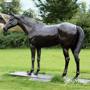 Life-size Black Antique Bronze Horse Statue Garden Decor BOK1-136