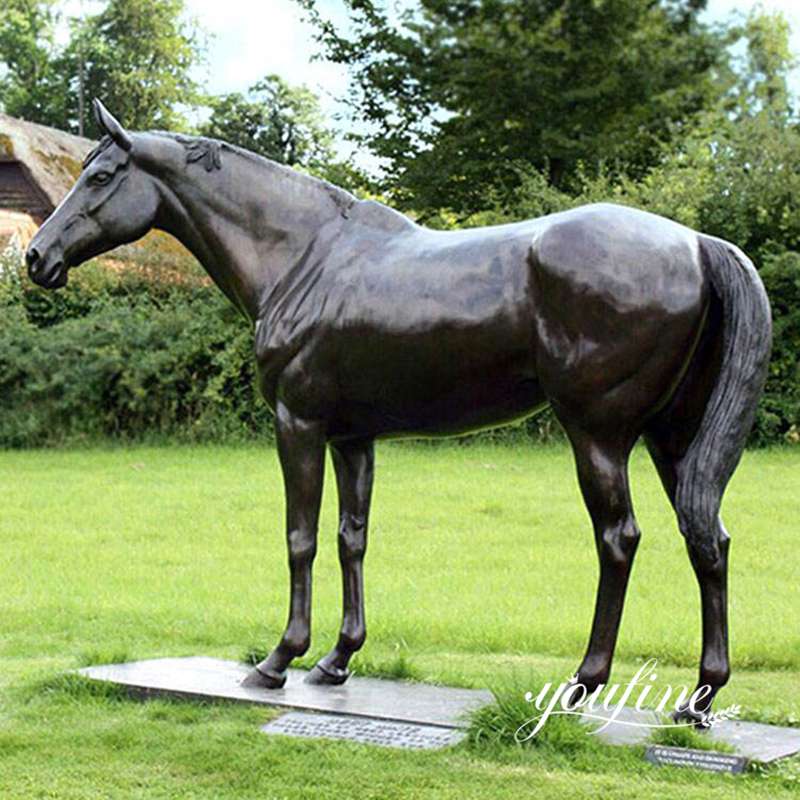 Life-size Black Antique Bronze Horse Statue Garden Decor BOK1-136 - Bronze Horse Statues - 1