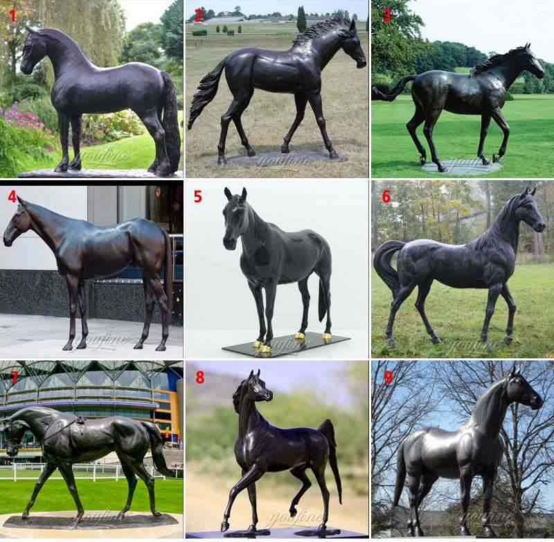 Life-size Black Antique Bronze Horse Statue Garden Decor BOK1-136 - Bronze Horse Statues - 2