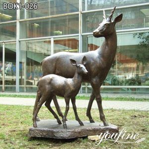 Life-size Bronze Deer Statues Mother And Baby Garden Decor for sale BOK1-026