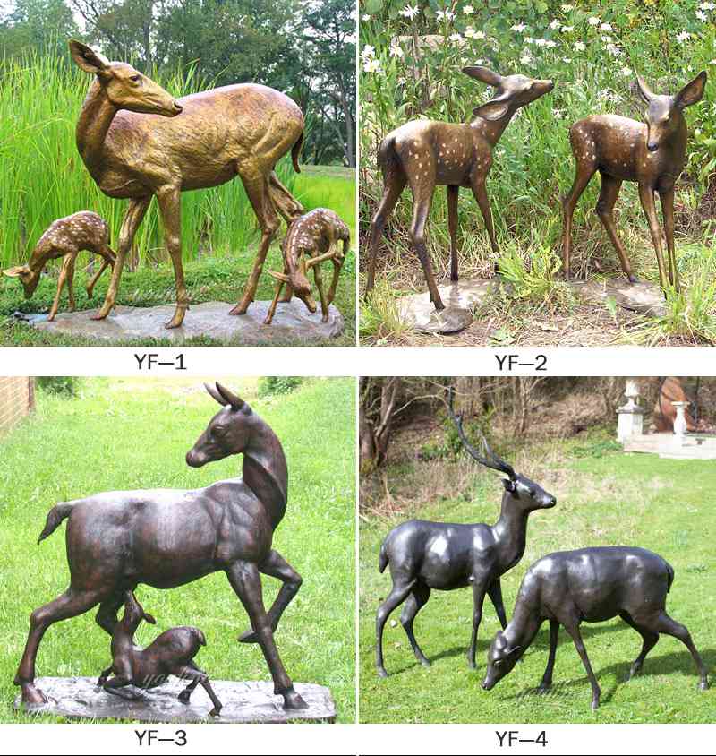 Life-size Bronze Deer Statues Mother And Baby Garden Decor for sale BOK1-026 - Bronze Deer Sculpture - 2