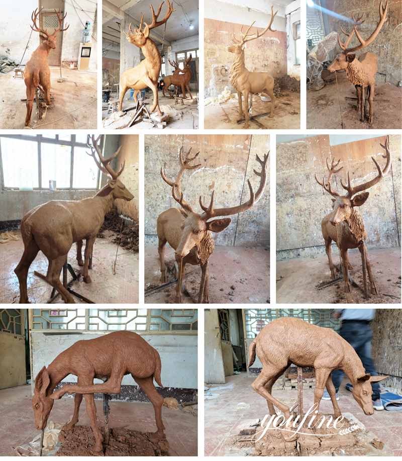 Life-size Bronze Deer Statues Mother And Baby Garden Decor for sale BOK1-026 - Bronze Deer Sculpture - 4