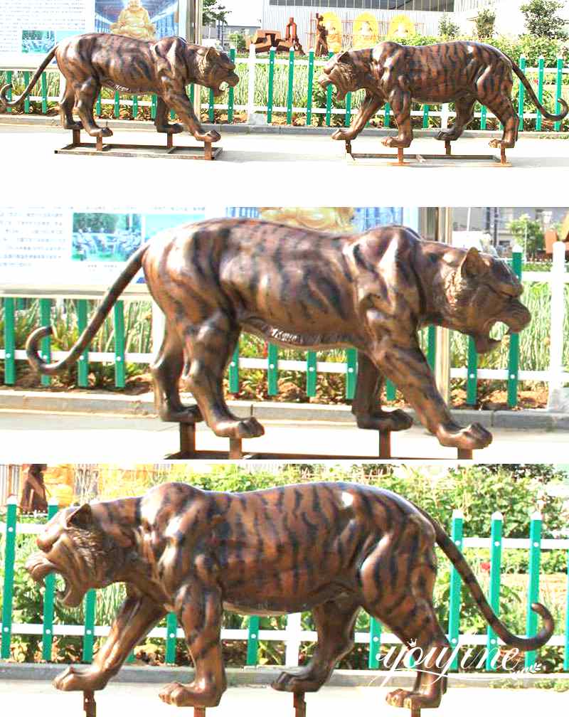 Antique Life-size Bronze Tiger Statue for Sale Garden Decor BOKK-668 - Other Animal sculptures - 3