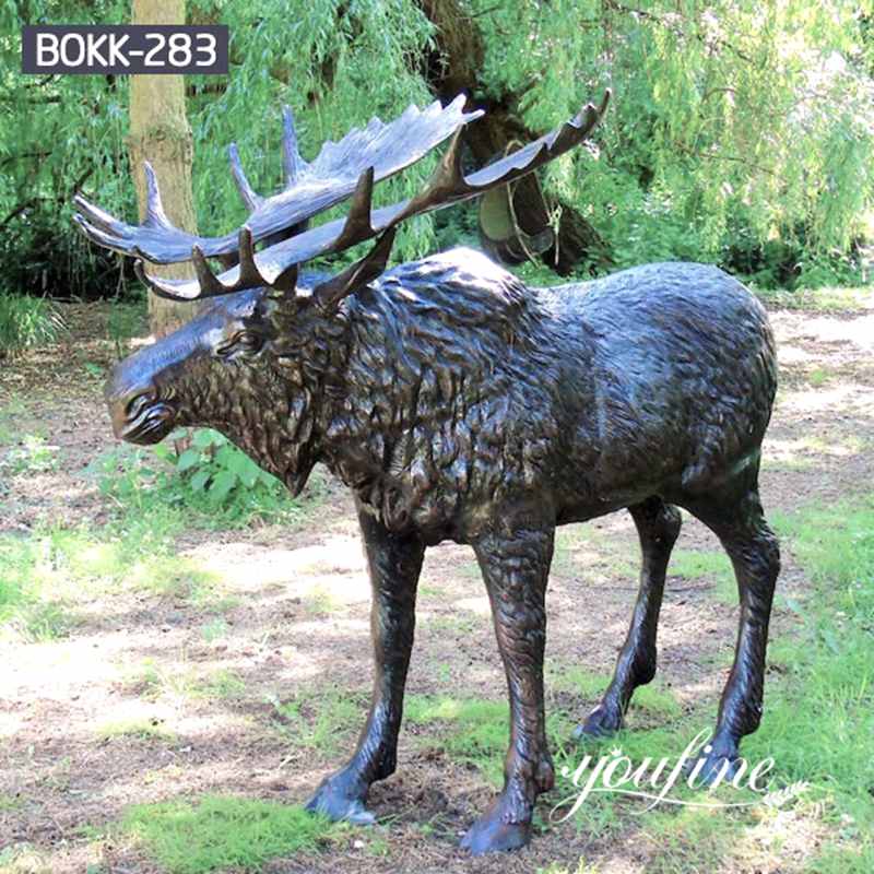 Life-size Bronze Moose Yard Statue Lawn Decor BOK1-161 - Bronze Deer Sculpture - 2