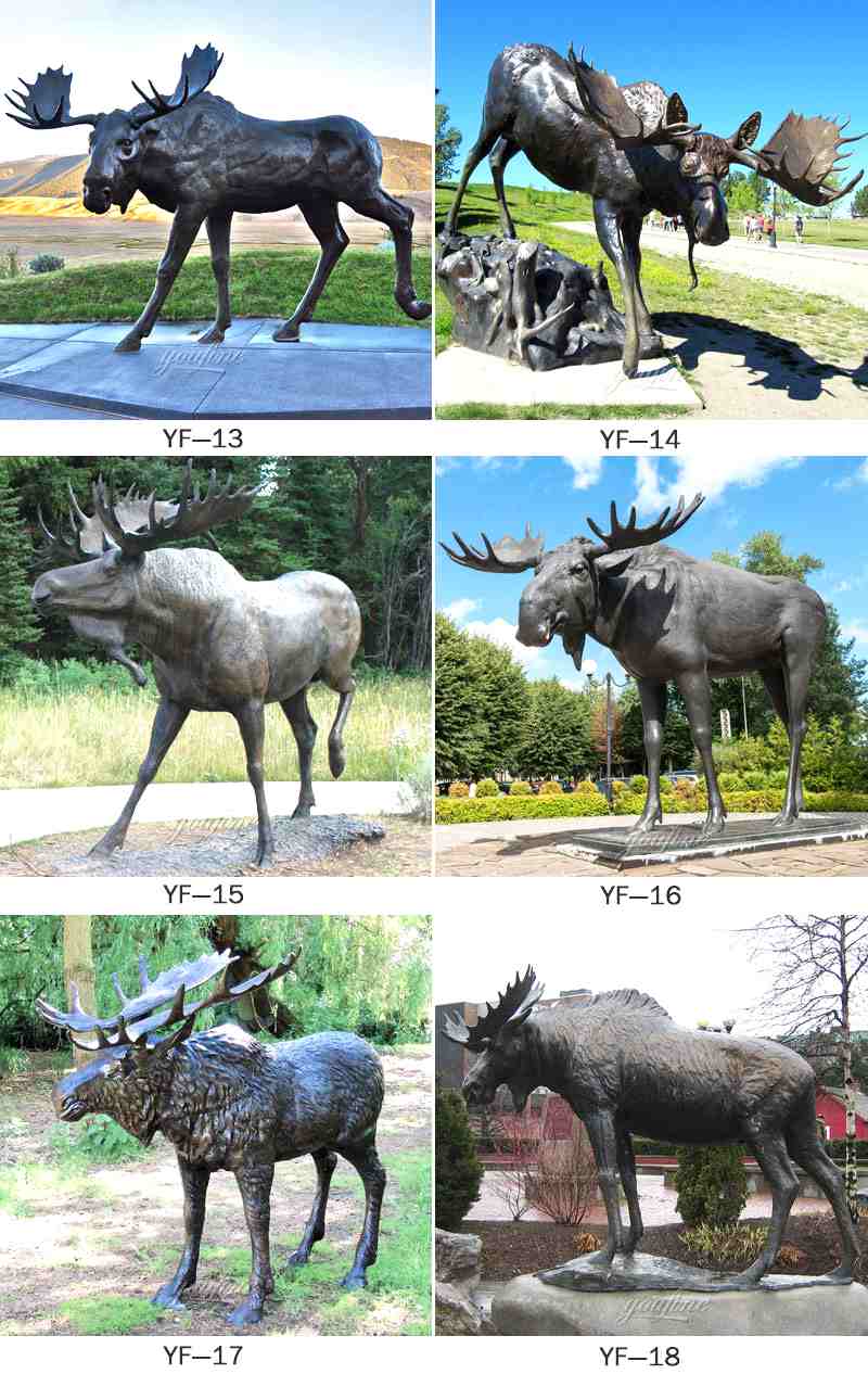 Bronze life-size Moose Statue Outdoor Garden Decor for Sale BOK1-076 - Bronze Deer Sculpture - 3