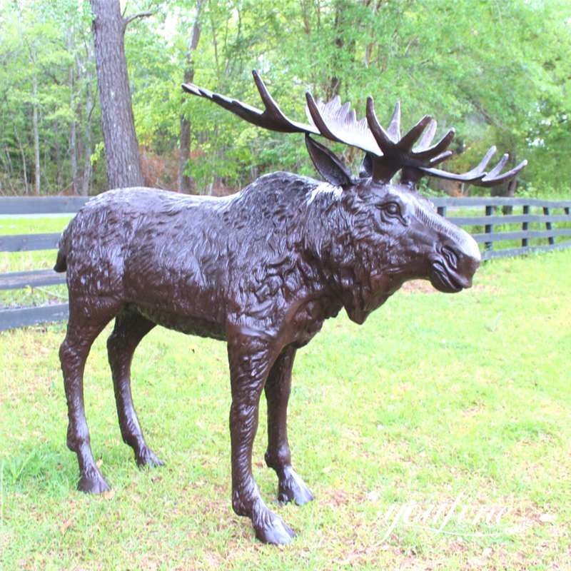 Life-size Bronze Moose Yard Statue Lawn Decor BOK1-161 - Bronze Deer Sculpture - 12