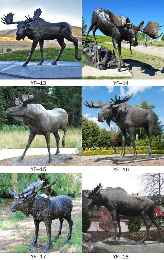 Life-size Bronze Moose Yard Statue Lawn Decor BOK1-161 - Bronze Deer Sculpture - 8