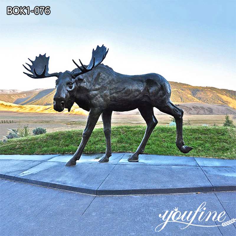 Life-size Bronze Moose Yard Statue Lawn Decor BOK1-161 - Bronze Deer Sculpture - 11