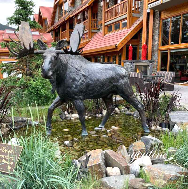 Life-size Bronze Moose Yard Statue Lawn Decor BOK1-161 - Bronze Deer Sculpture - 4