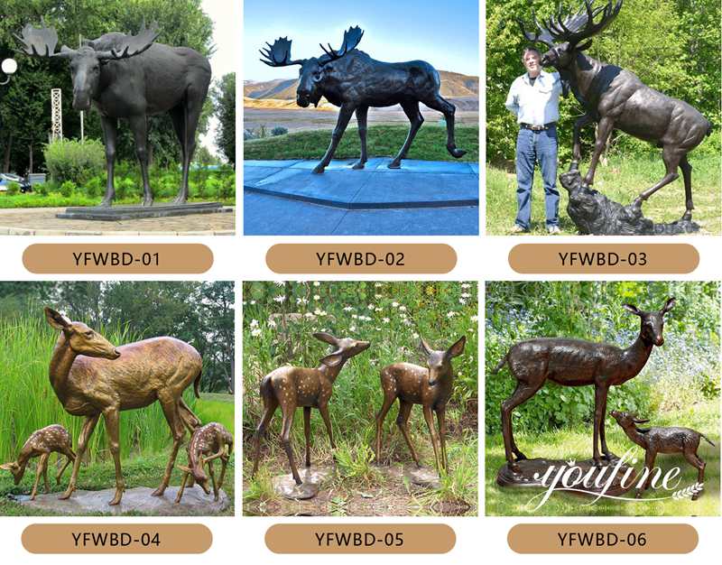 Life-size Bronze Moose Yard Statue Lawn Decor BOK1-161 - Bronze Deer Sculpture - 18