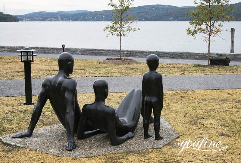 Tide--Life-Size Abstract Bronze Figures Family Watching Sea Sculpture for Sale BOK1-165 - Bronze Figure Sculpture - 6