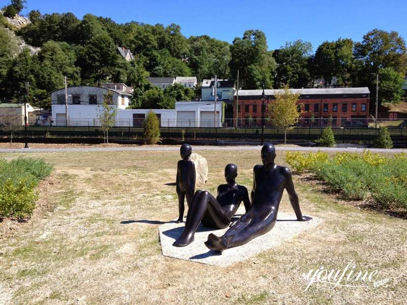 Tide--Life-Size Abstract Bronze Figures Family Watching Sea Sculpture for Sale BOK1-165 - Bronze Figure Sculpture - 4