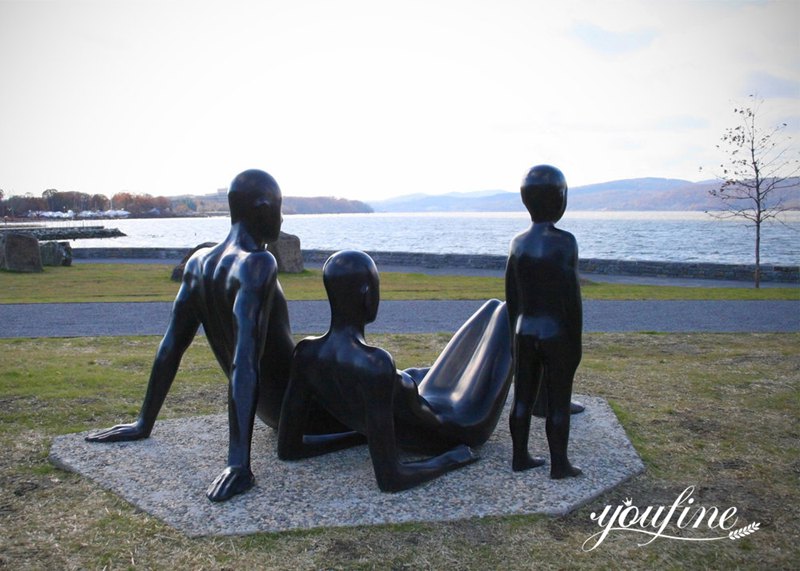 Tide--Life-Size Abstract Bronze Figures Family Watching Sea Sculpture for Sale BOK1-165 - Bronze Figure Sculpture - 5