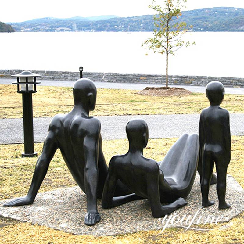 Tide--Life-Size Abstract Bronze Figures Family Watching Sea Sculpture for Sale BOK1-165 - Bronze Figure Sculpture - 2