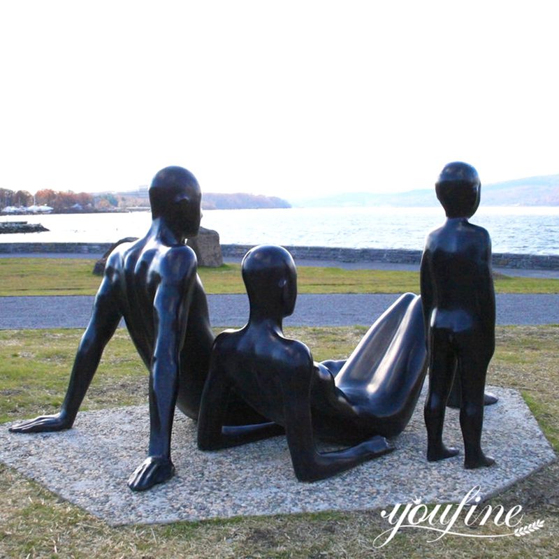 Tide--Life-Size Abstract Bronze Figures Family Watching Sea Sculpture for Sale BOK1-165 - Bronze Figure Sculpture - 1