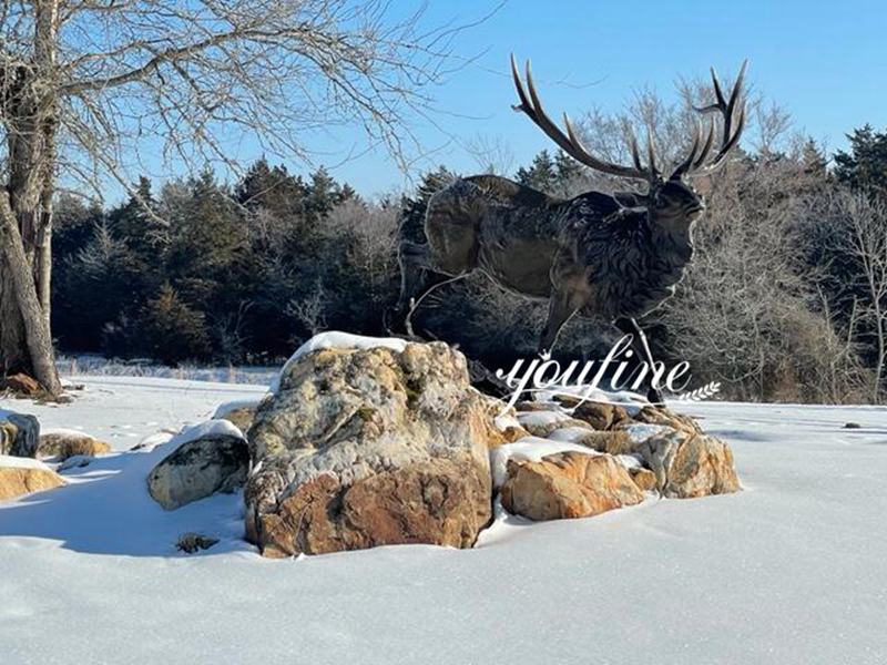 Bronze Elk Sculpture Stands Tall in Ice and Snow - Customer Story - 5