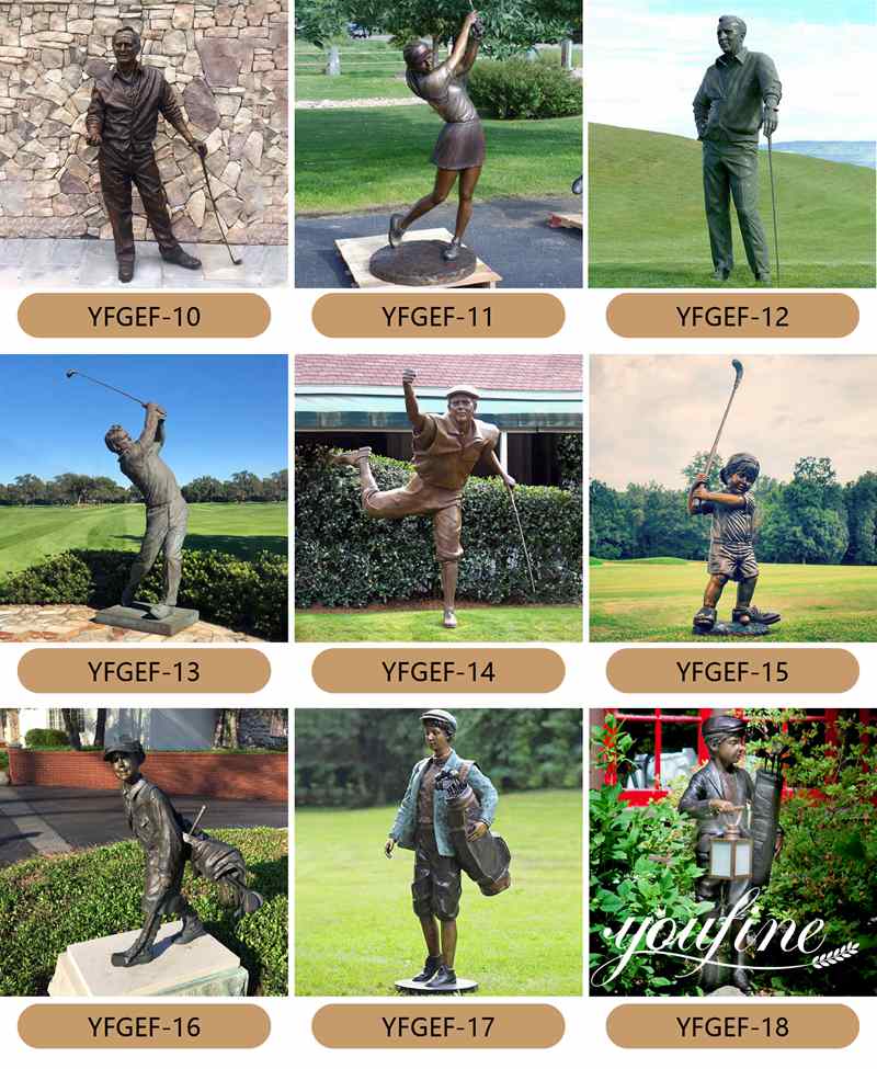 Bronze Garden Golf Statues Life-size Group Art for Sale BOK1-071 - Bronze Golf Sculpture - 10