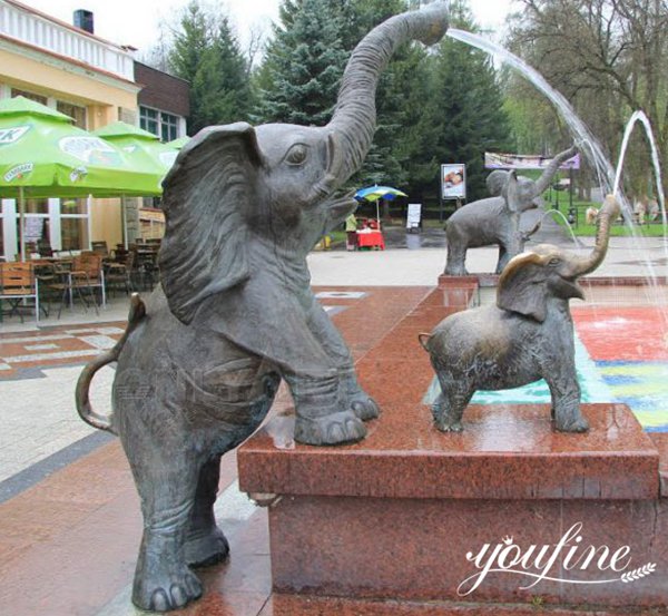 Bronze Elephant Fountain Outdoor in Water for Sale BOK1-177 - Bronze Animal Fountain - 13