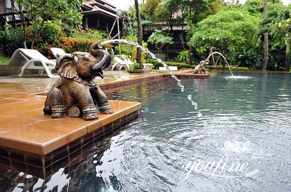 Bronze Elephant Fountain Outdoor in Water for Sale BOK1-177 - Bronze Animal Fountain - 10