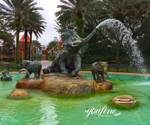Bronze Elephant Fountain Outdoor in Water for Sale BOK1-177 - Bronze Animal Fountain - 6
